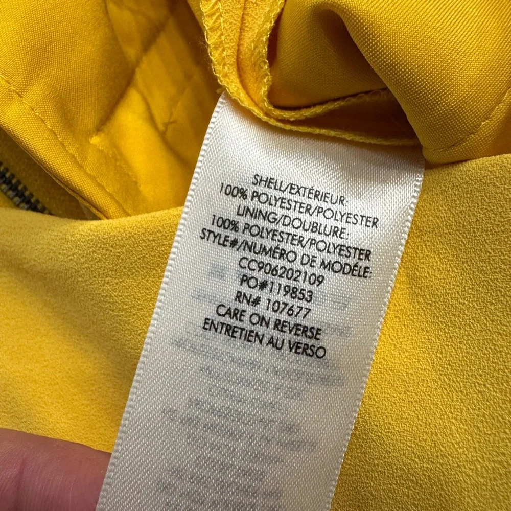 Alice + Olivia Women Sz 10 Donald Yellow Wide Leg High Rise Trousers Pants Crop - Picture 5 of 10
